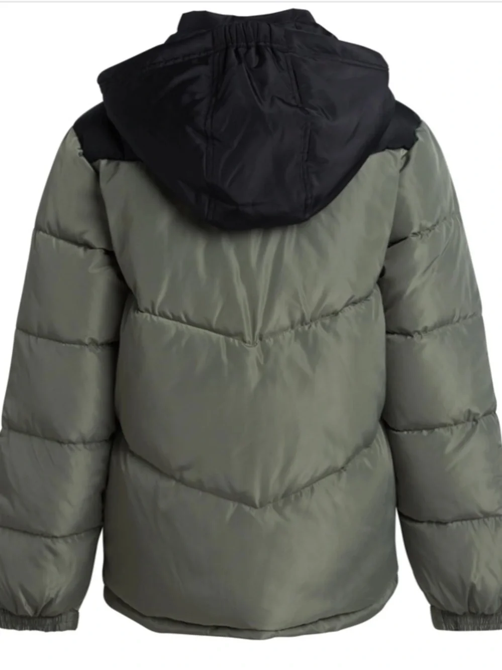 DKNY Boys Olive Green Puffer Jacket with Black Hood